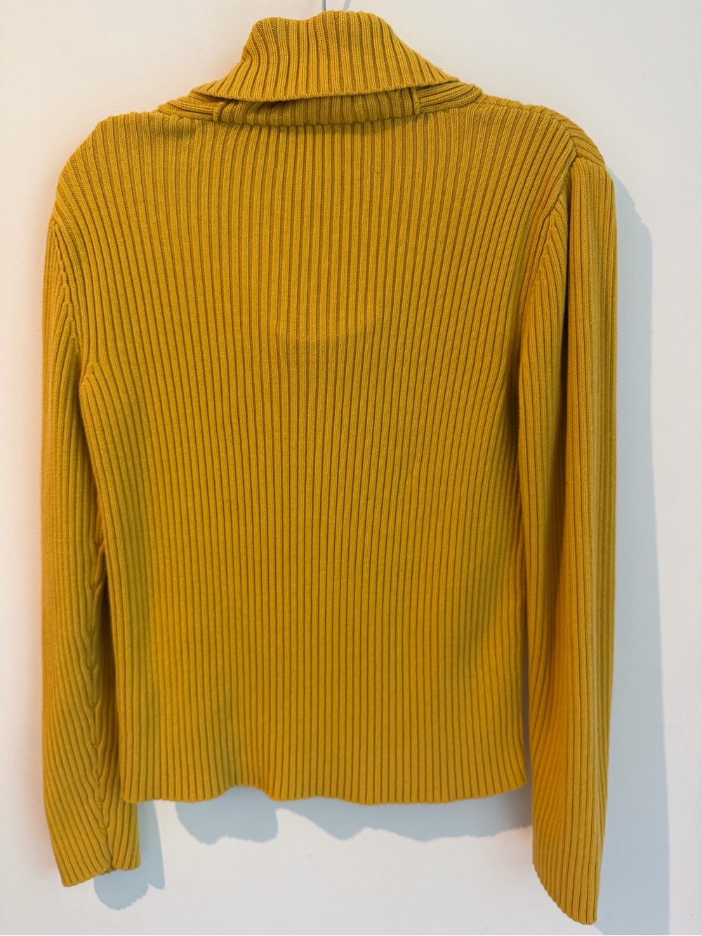Ralph Lauren Mustard Ribbed Shawl-Collar Sweater with Buckle Accent - Picture 5 of 5